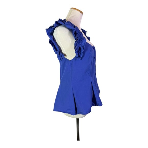 Anna Cate Size XS Sleeveless Top Violet Blue Button-Front Ruffle - Picture 4 of 10